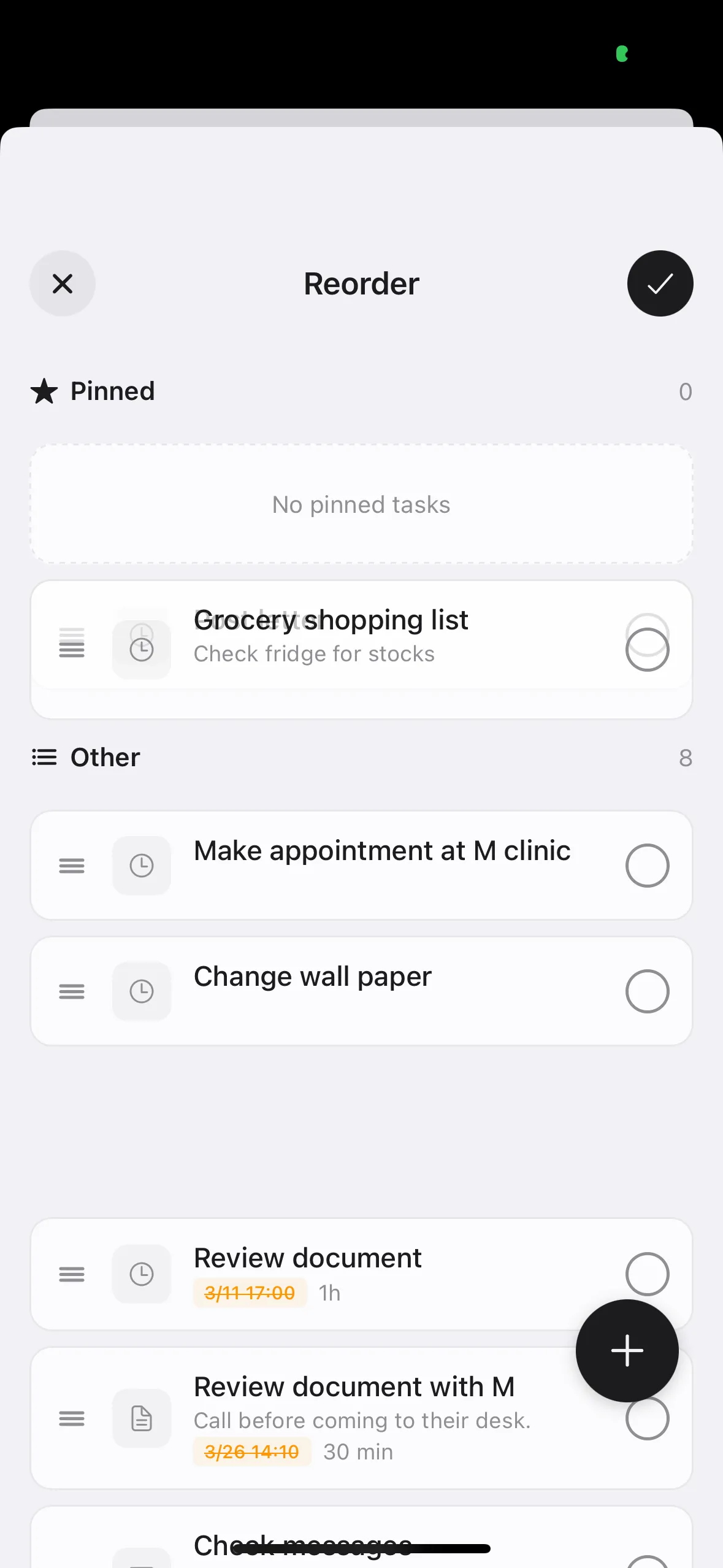 Tap the checkmark at the top right to confirm