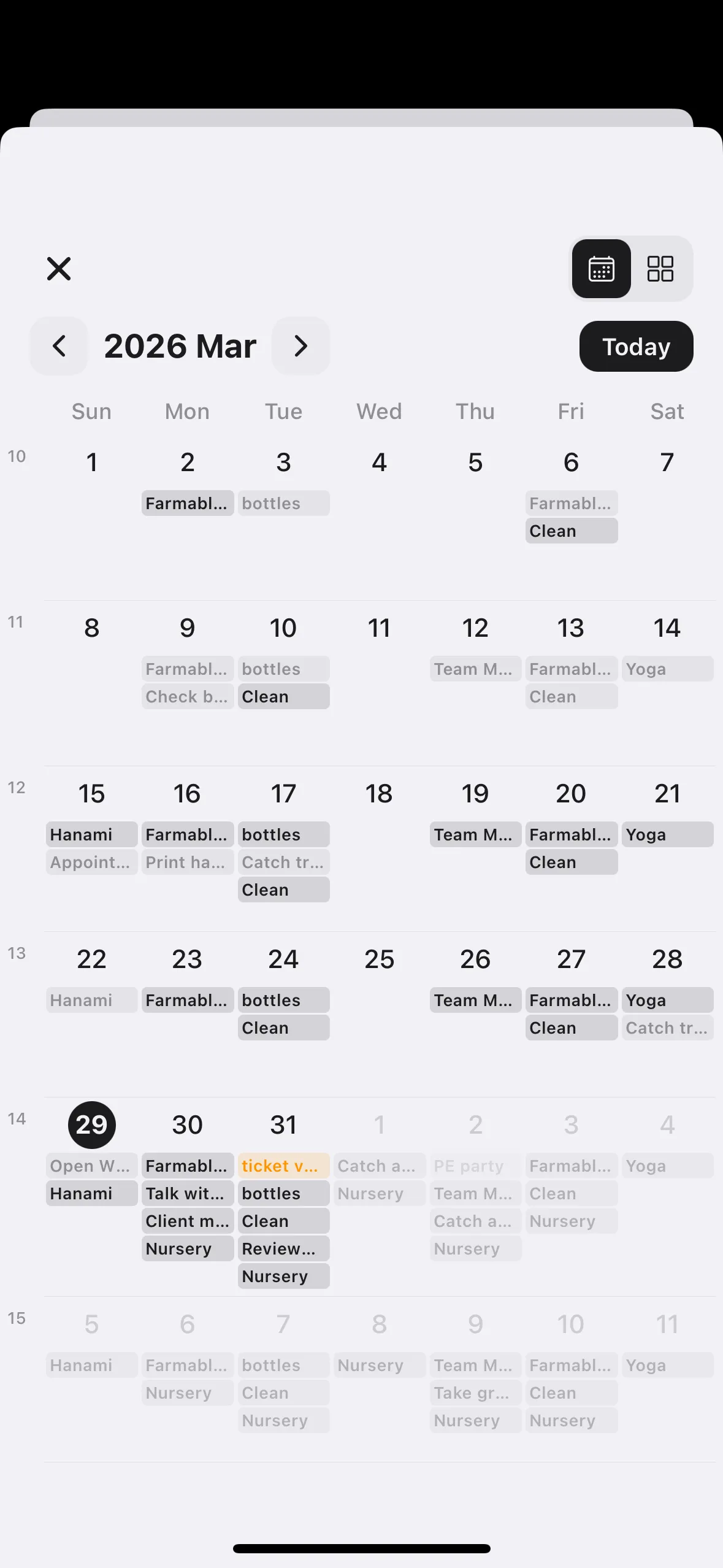 Viewing the Monthly Calendar