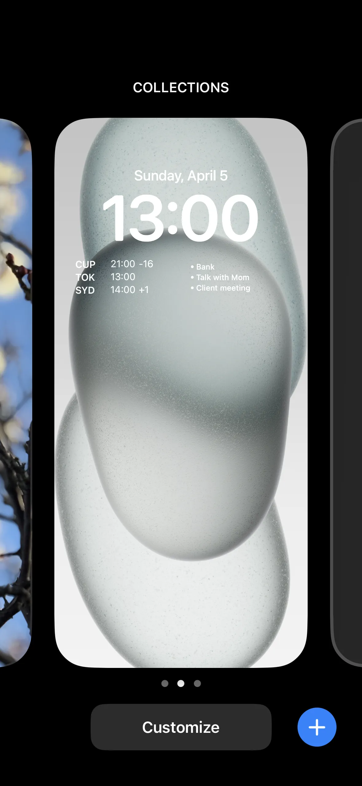Tap "Customize"