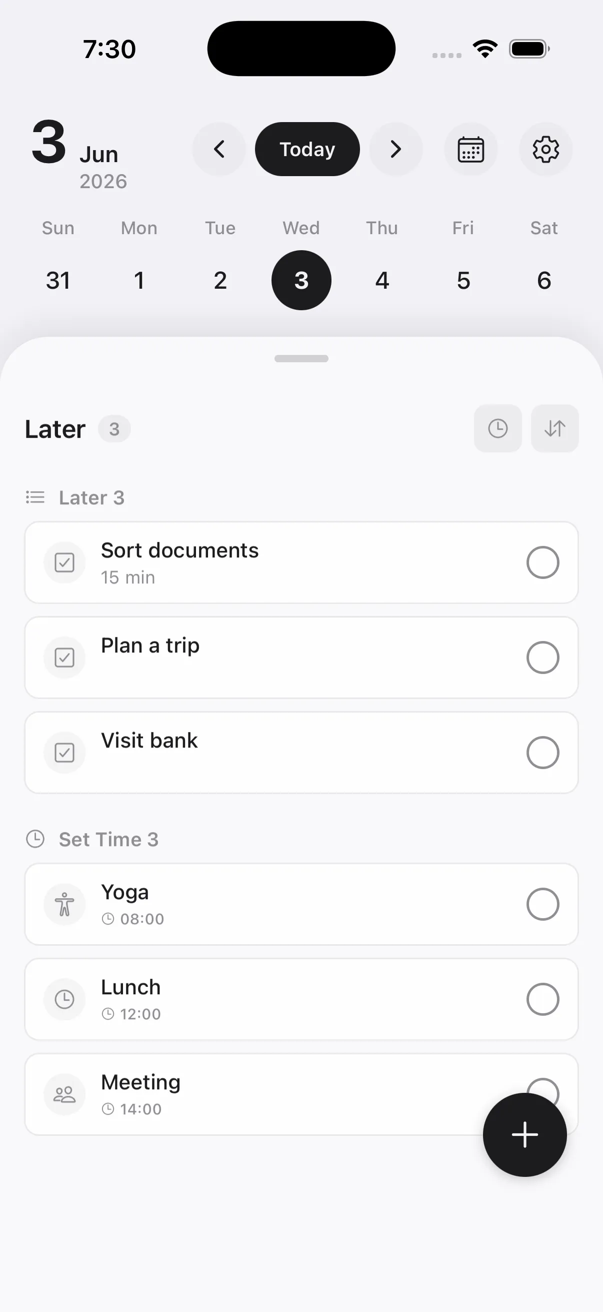 Expand the bottom sheet and tap the task you want to delete