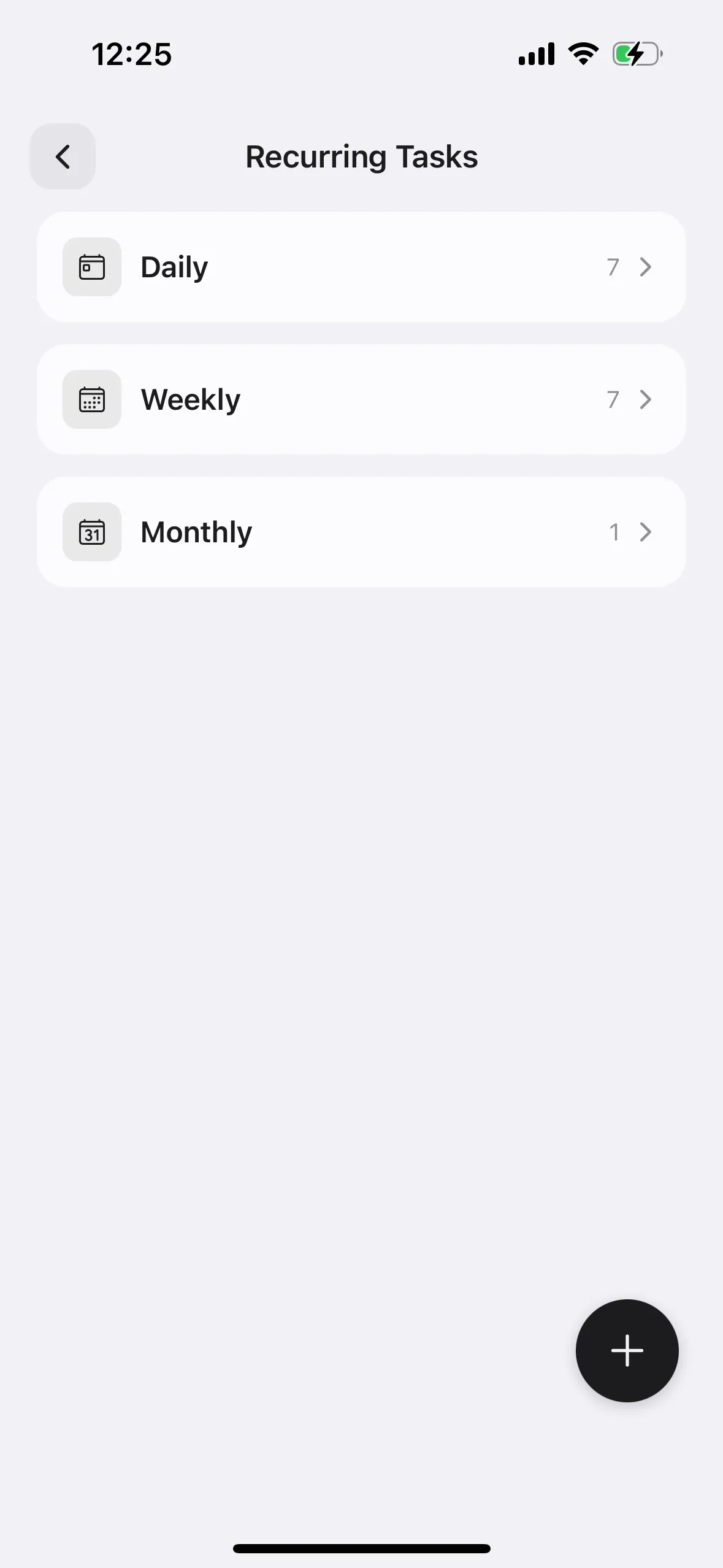 View the list from Settings