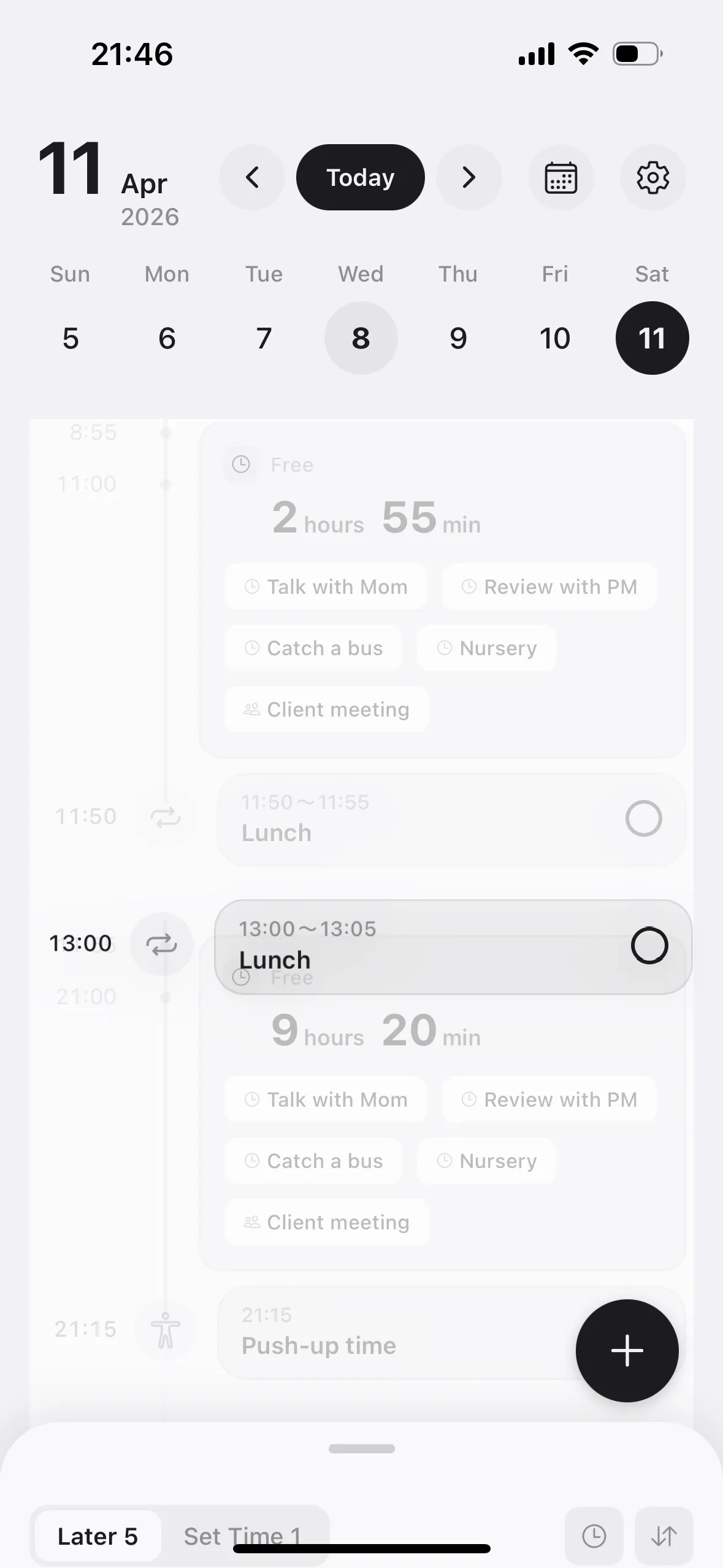 After placing a task, drag and drop to adjust the time